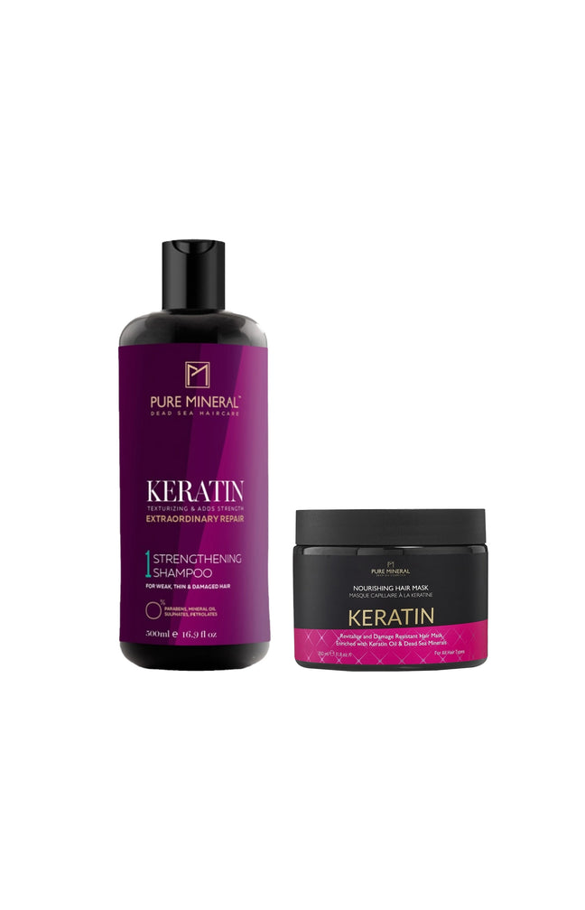 Routine à la kératine - Cheveux fins et fragilisés - 2 produits