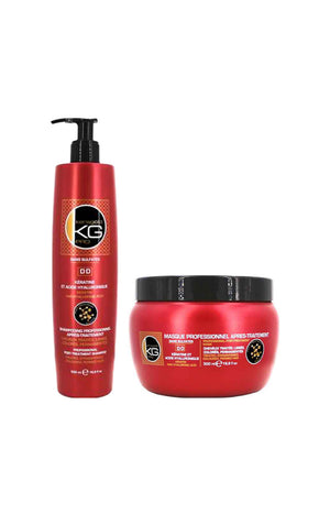 Shampoing & masque après-traitement - Kératine & acide hyaluronique - Cheveux colorés et/ou lissés - 2 x 500 ml - Keragold