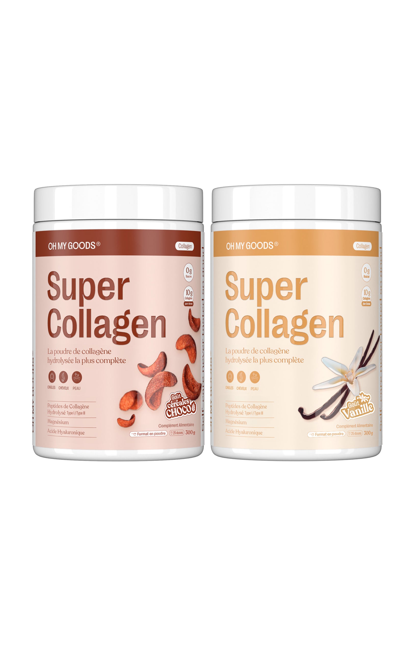 Poudre de collagène hydrolysée - Céréales choco & vanille - 2 produits