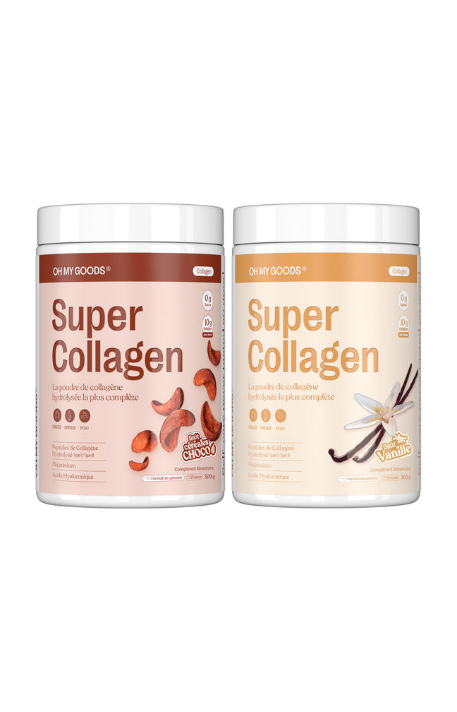 Poudre de collagène hydrolysée - Céréales choco & vanille - 2 produits