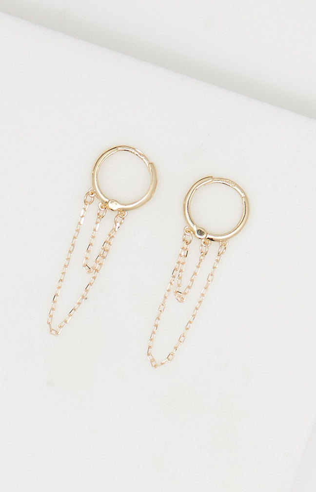 Boucles d'oreilles Double Chaine - Or jaune 375/1000