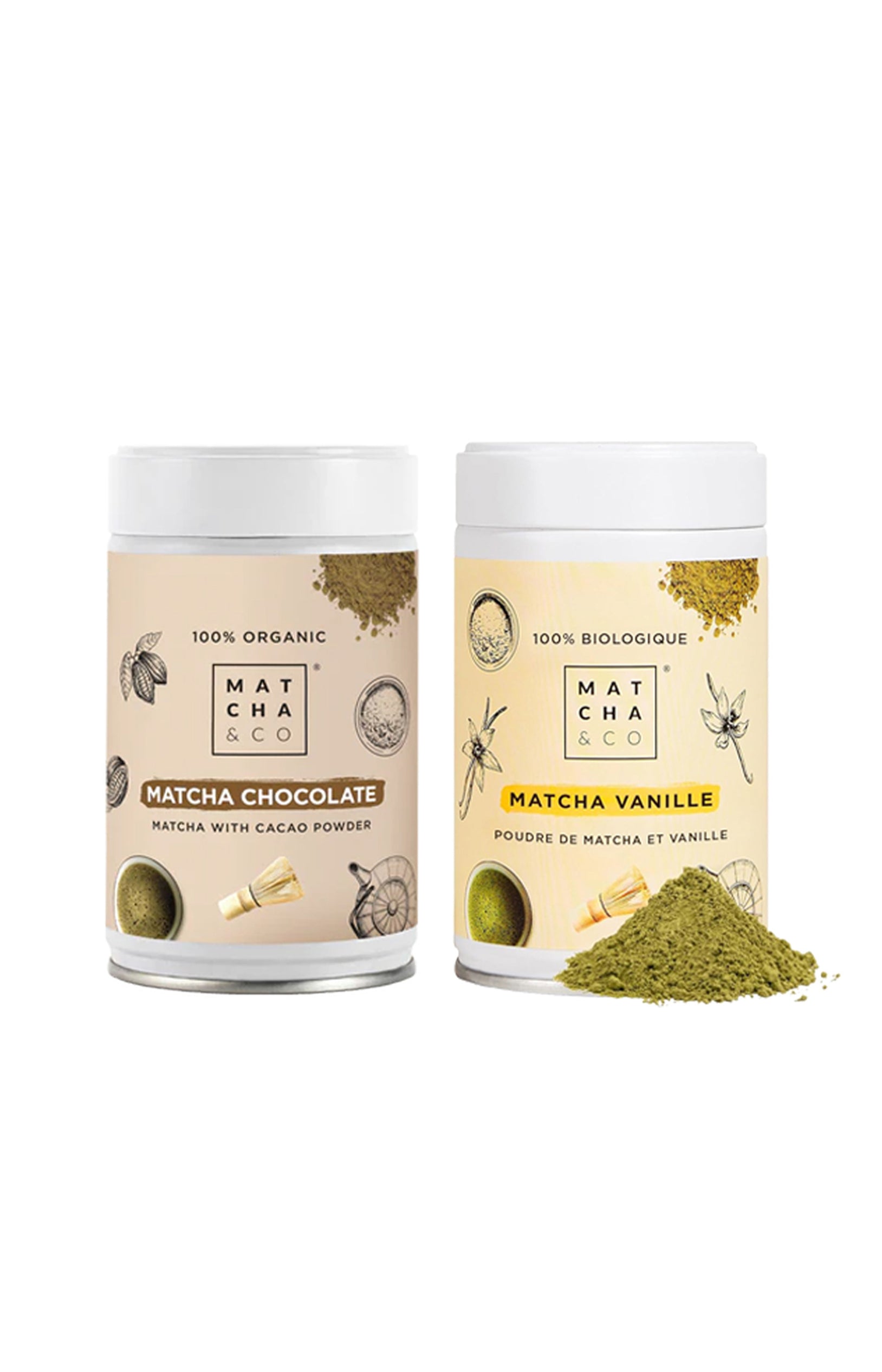 Thé matcha bio - Duo vanille & chocolat - 2 produits
