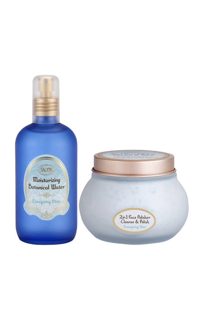Exfoliant & eau botanique énergisante - Menthe & lavande - Visage