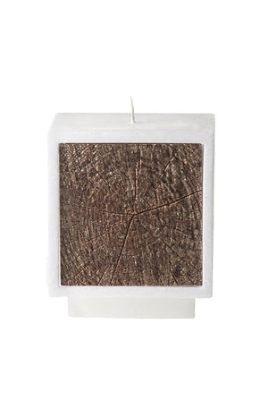 Bougie effet bois - Bois foncé & blanc - 50h