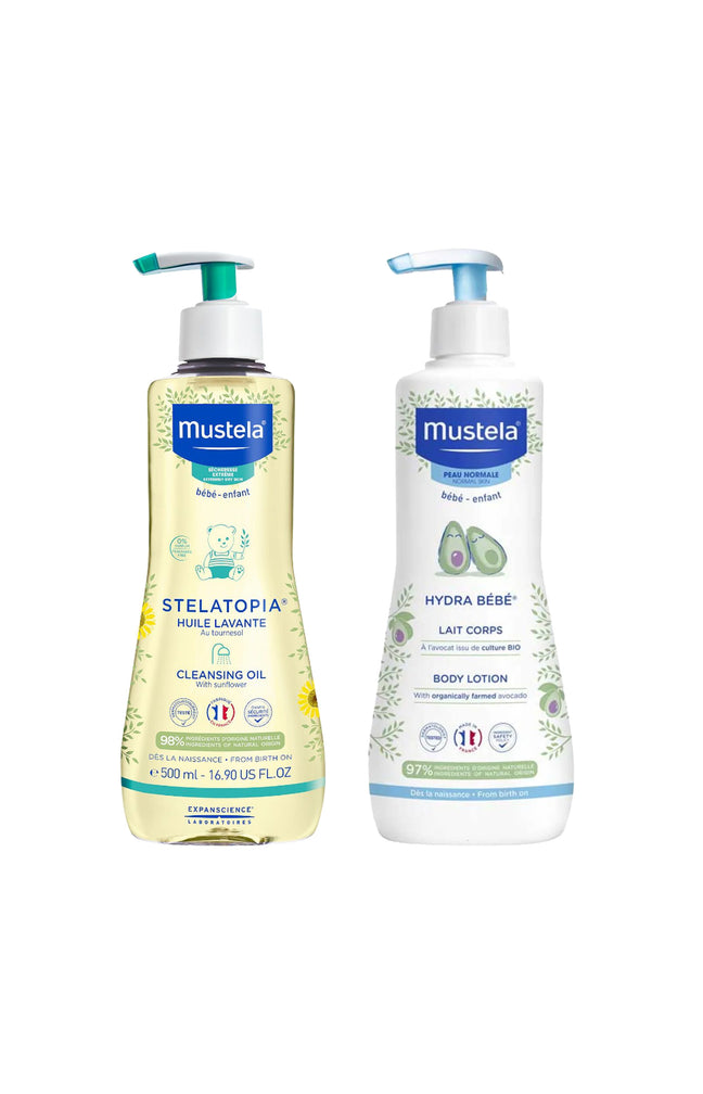 Huile lavante & lait hydratant - Avocat & tournesol bio - Corps & cheveux - Bébé - 2 x 500 ml