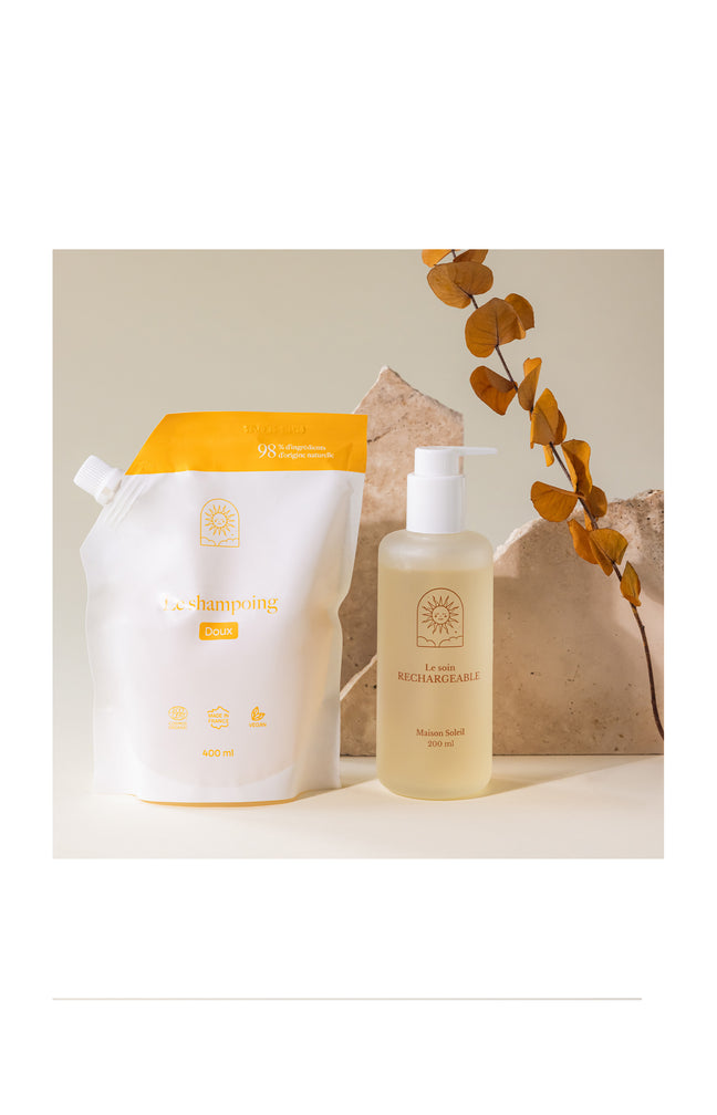Shampoing doux bio & recharge - Flacon transparent