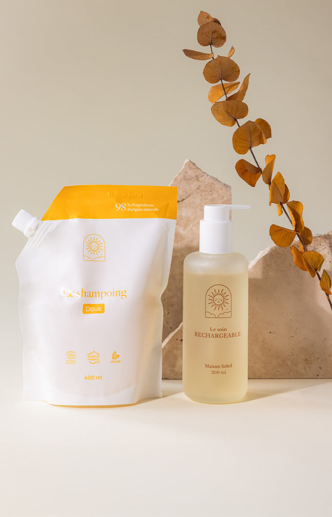 Shampoing doux bio & recharge - Flacon transparent