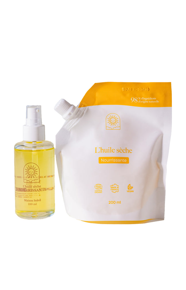 Huile sèche nourrissante bio & recharge - Corps & cheveux