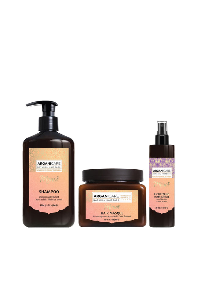 Routine Monoi - Shampoing, masque & spray éclaircissant - 3 produits