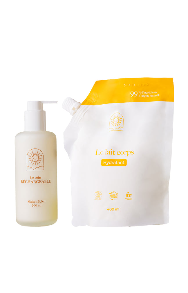 Lait hydratant bio & recharge - Flacon transparent - Corps