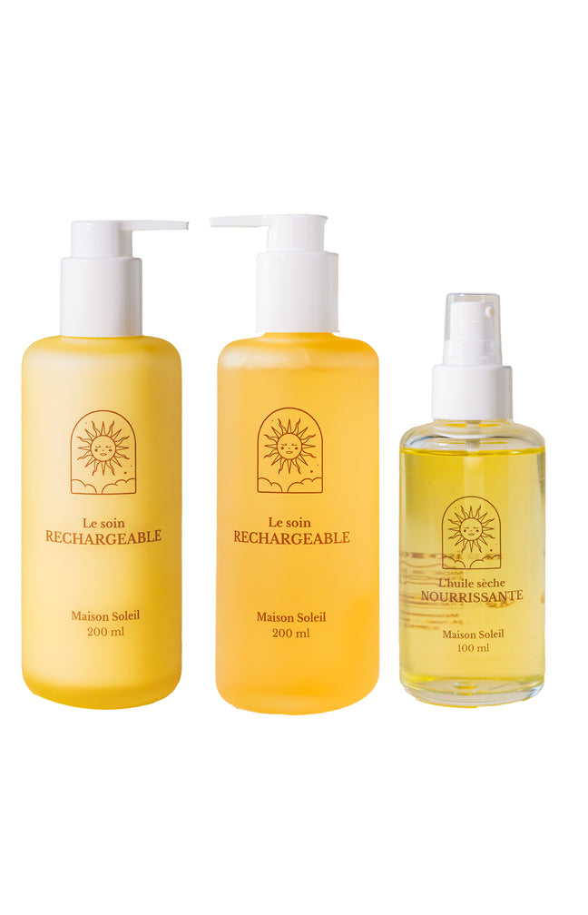 Routine lavante & nourrissante & doux bio - Flacon jaune - Corps - 3 produits