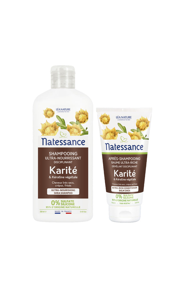 Shampoing & après-shampoing ultra-nourrissants - Karité & kératine végétale - Cheveux crépus ou frisés