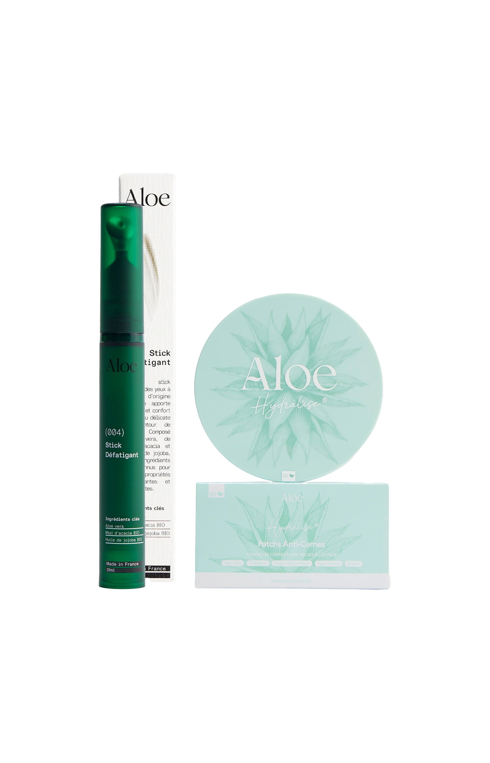 Patchs hydro-gel & stick défatiguant - Aloe vera - Yeux