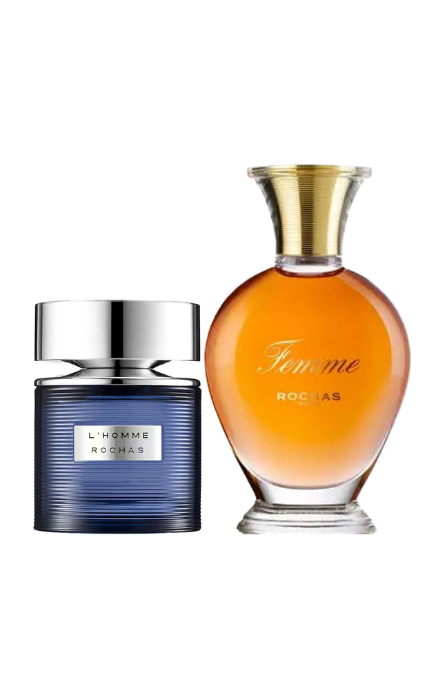 Duo eaux de toilette - Masculin ambré & féminin fruité