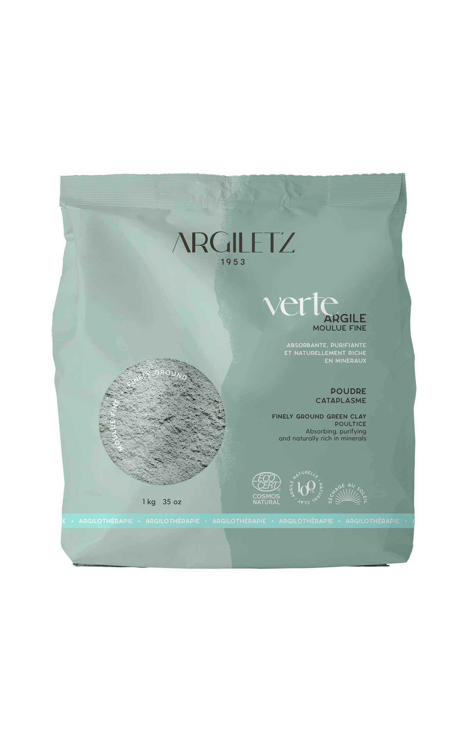 Argile verte moulue fine - Purifiante - 1kg