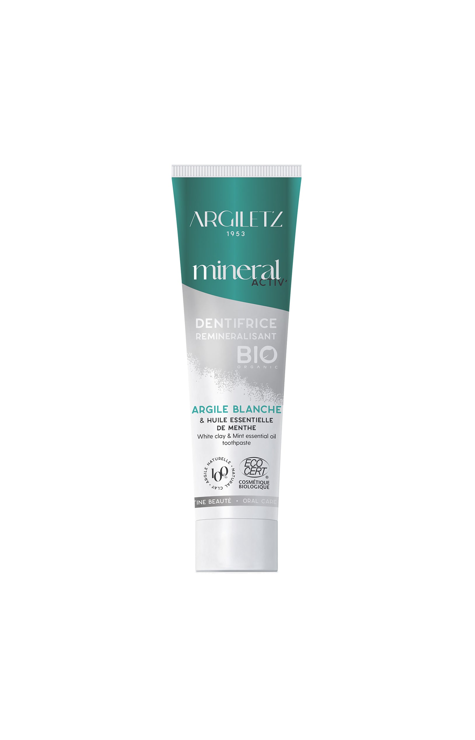 Dentifrice reminéralisant bio - Argile blanche & menthe - 75 ml