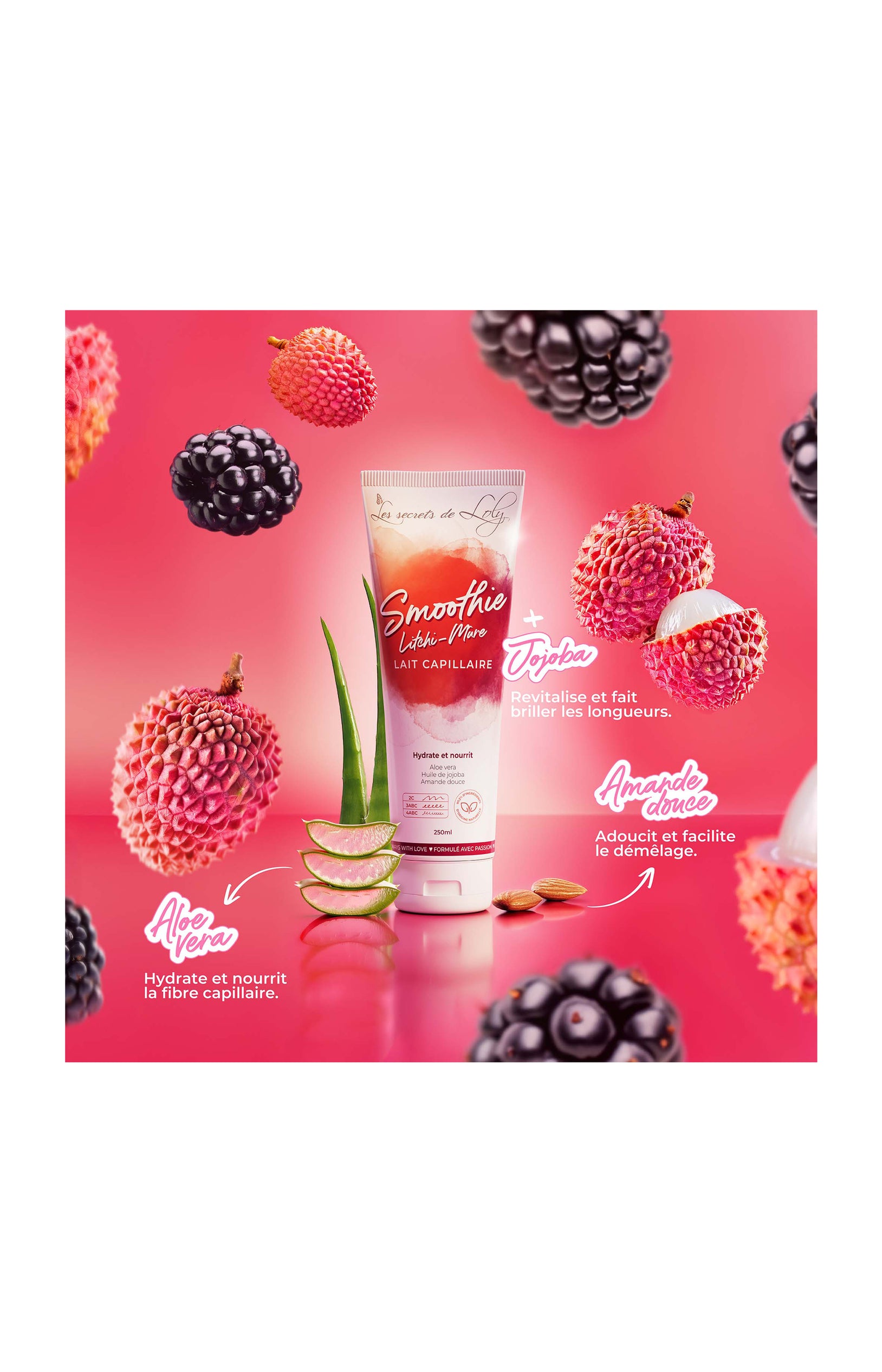 Lait capillaire Hydratant - Smoothie Litchi Mûre - 250 ml