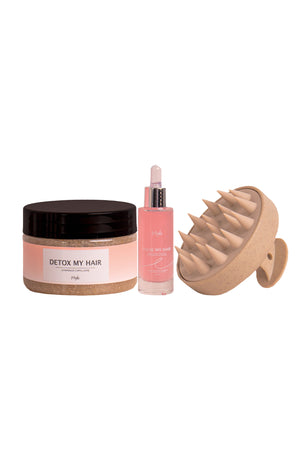 Trio gommage détox, sérum activateur de pousse & brosse massante - 3 produits
