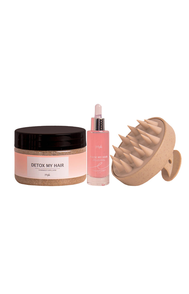 Trio gommage détox, sérum activateur de pousse & brosse massante - 3 produits