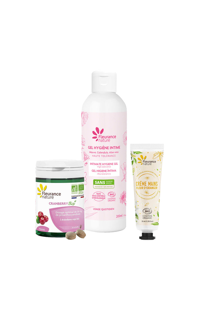 Routine confort intime & douceur bio + 1 crème mains offerte