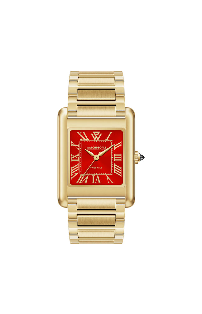 Montre à quartz - Metal Shiny - Doré et rouge