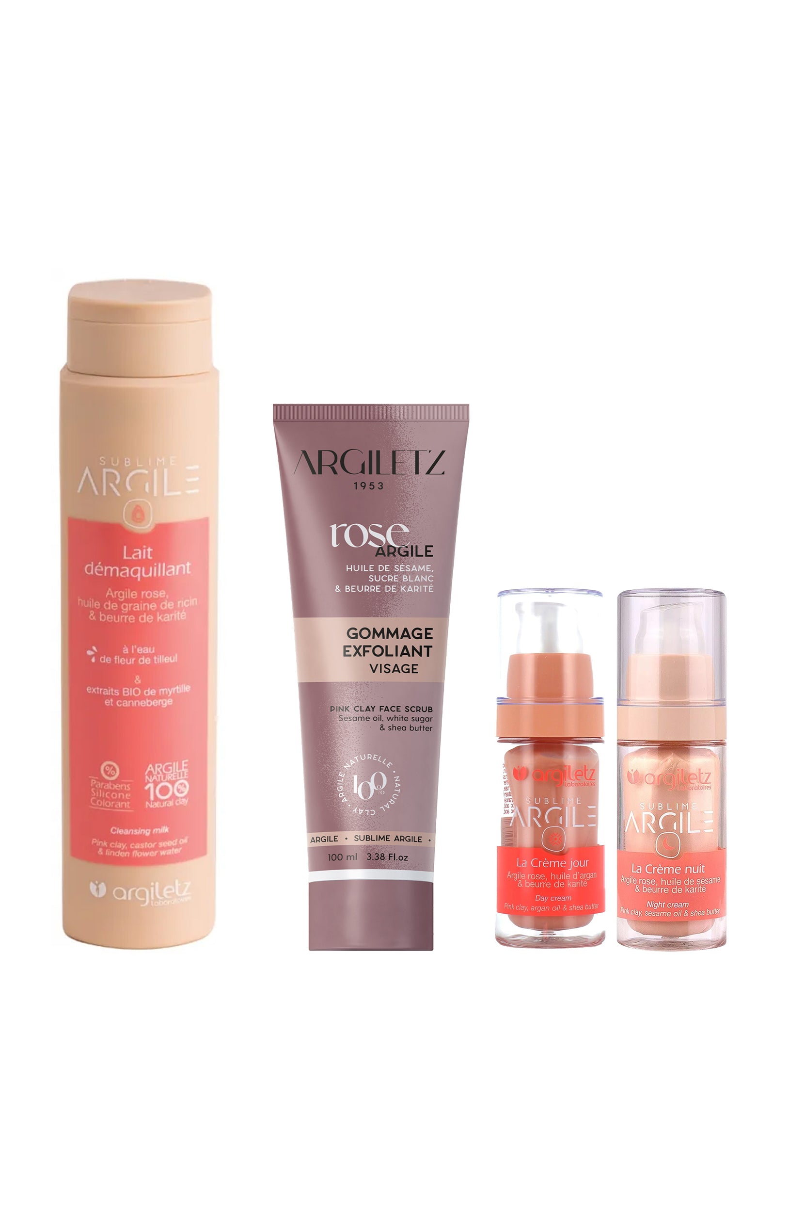Routine visage - Argile rose - 4 produits