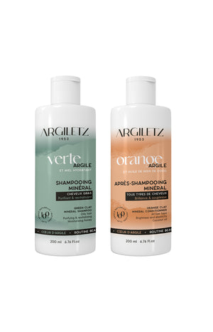 Shampoing argile vert & après shampoing argile orange - 2 x 200 ml
