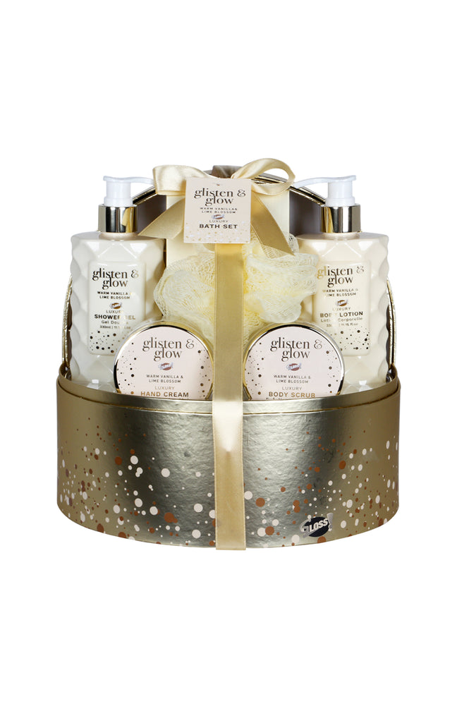 Coffret de bain - Glisten & glow - Doré - Vanille & citron - 6 produits