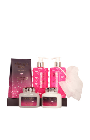 Coffret de bain - Glisten & glow - Rose - Grenade - 6 produits