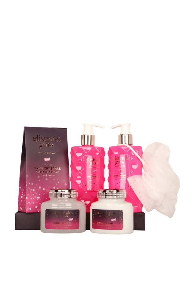 Coffret de bain - Glisten & glow - Rose - Grenade - 6 produits