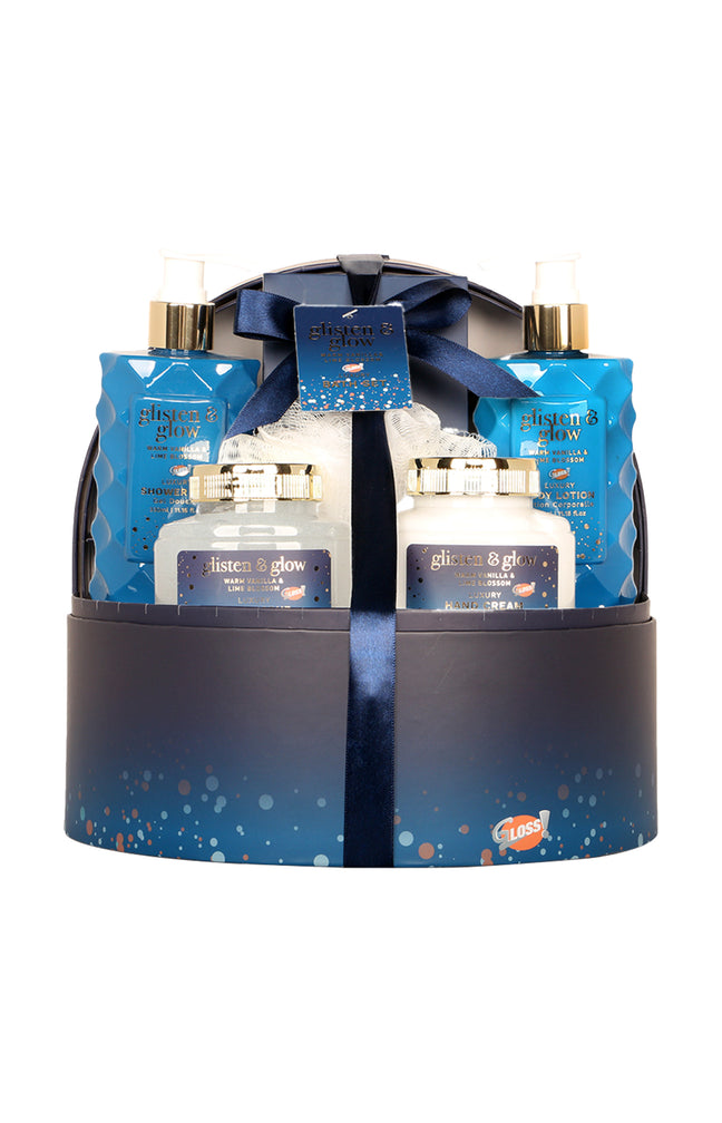 Coffret de bain - Glisten & glow - Bleu - Vanille & citron - 6 produits