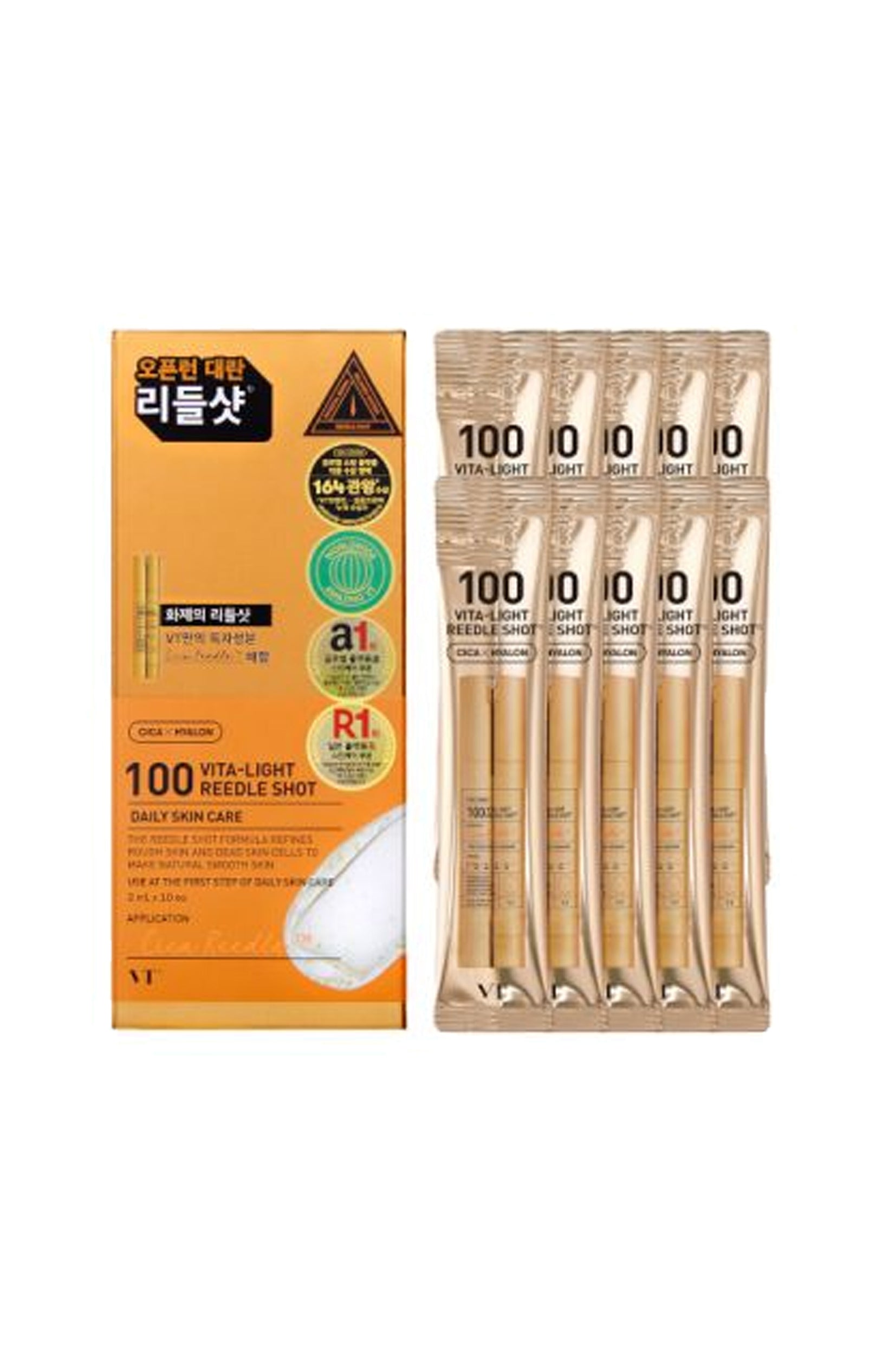 VT Cosmetics - Shots de sérum éclat - Vita-Light Reedle shot 100 - Peaux ternes - 10 x 2 ml