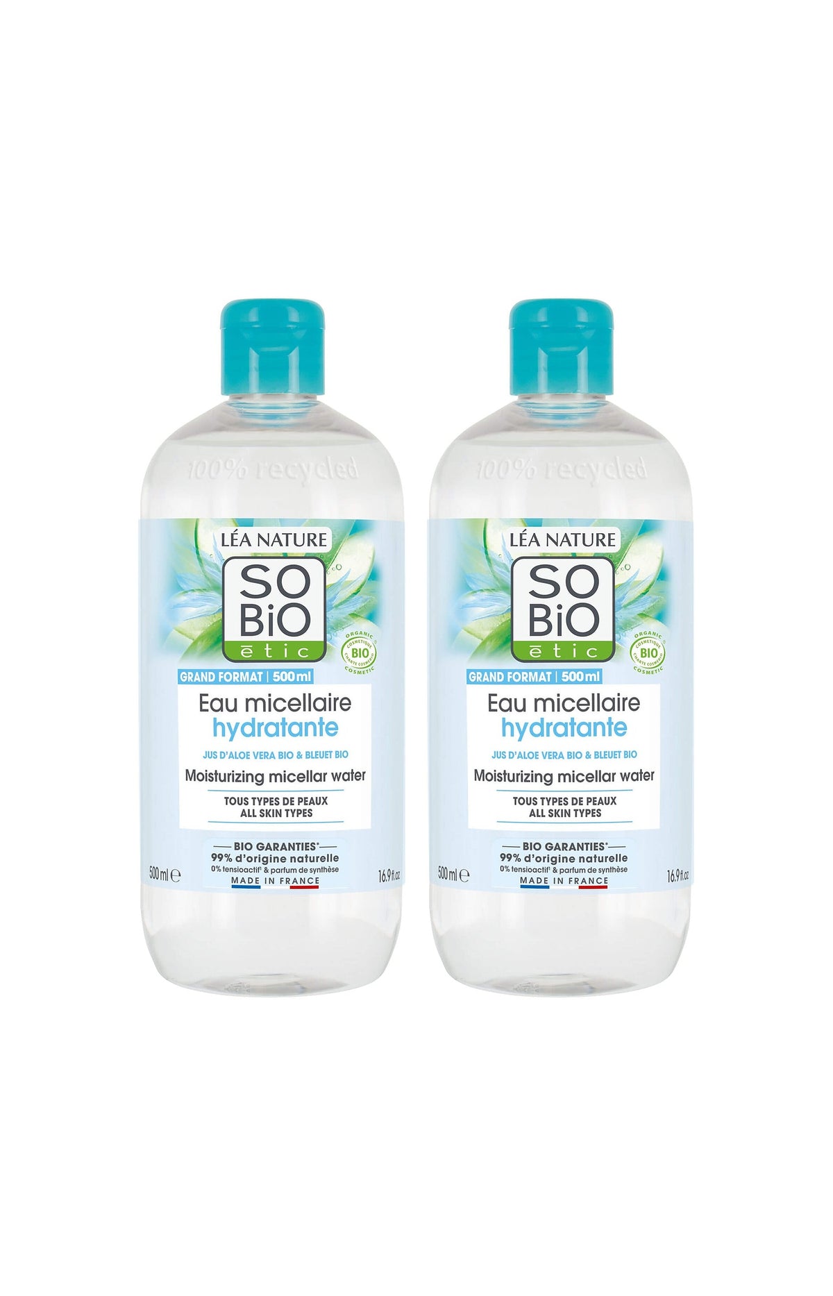 Eaux micellaires hydratante bio - Aloe vera - Visage - 2 x 500 ml