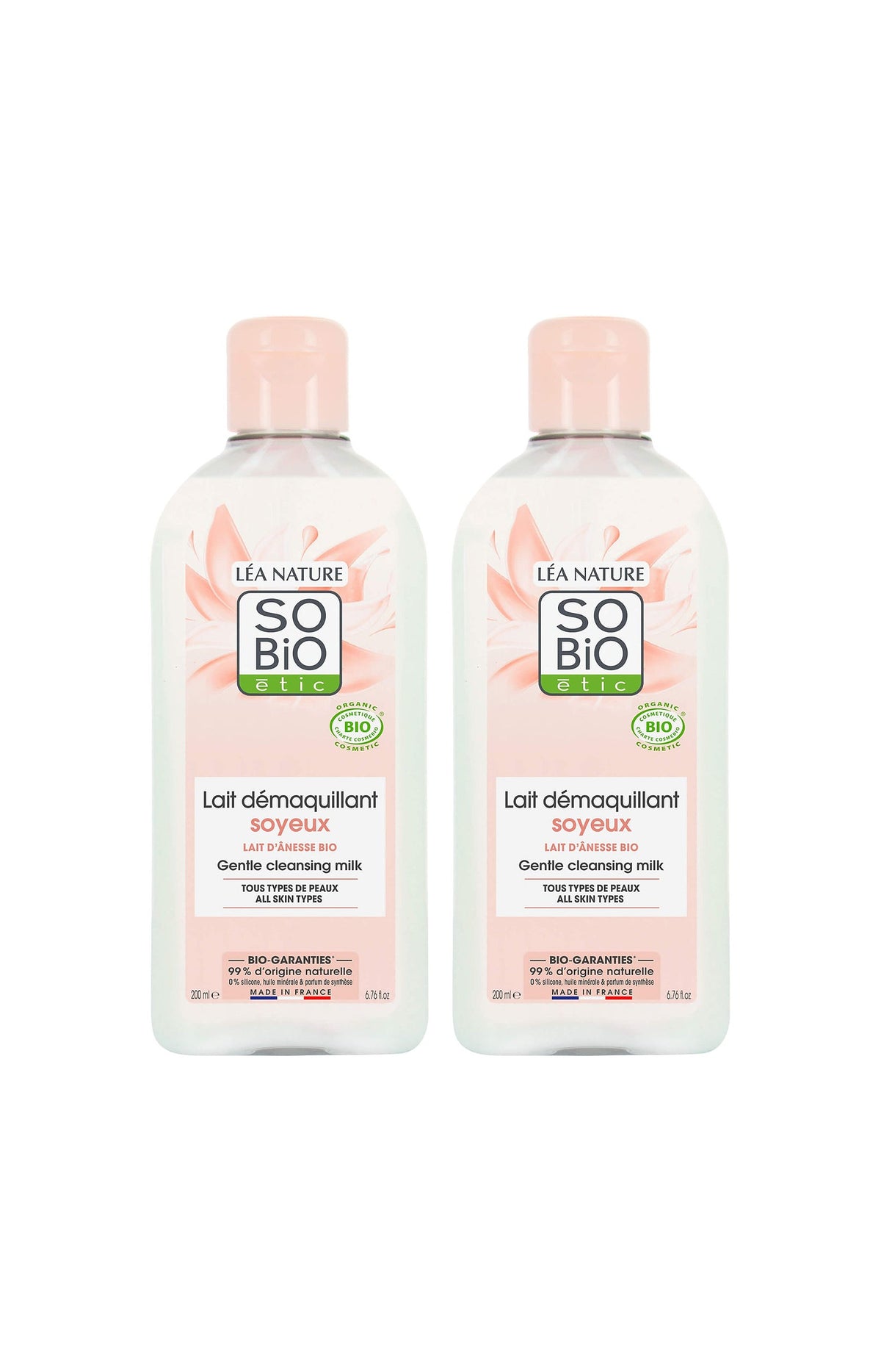 Laits démaquillants soyeux bio - Lait d'ânesse - 2 x 200 ml