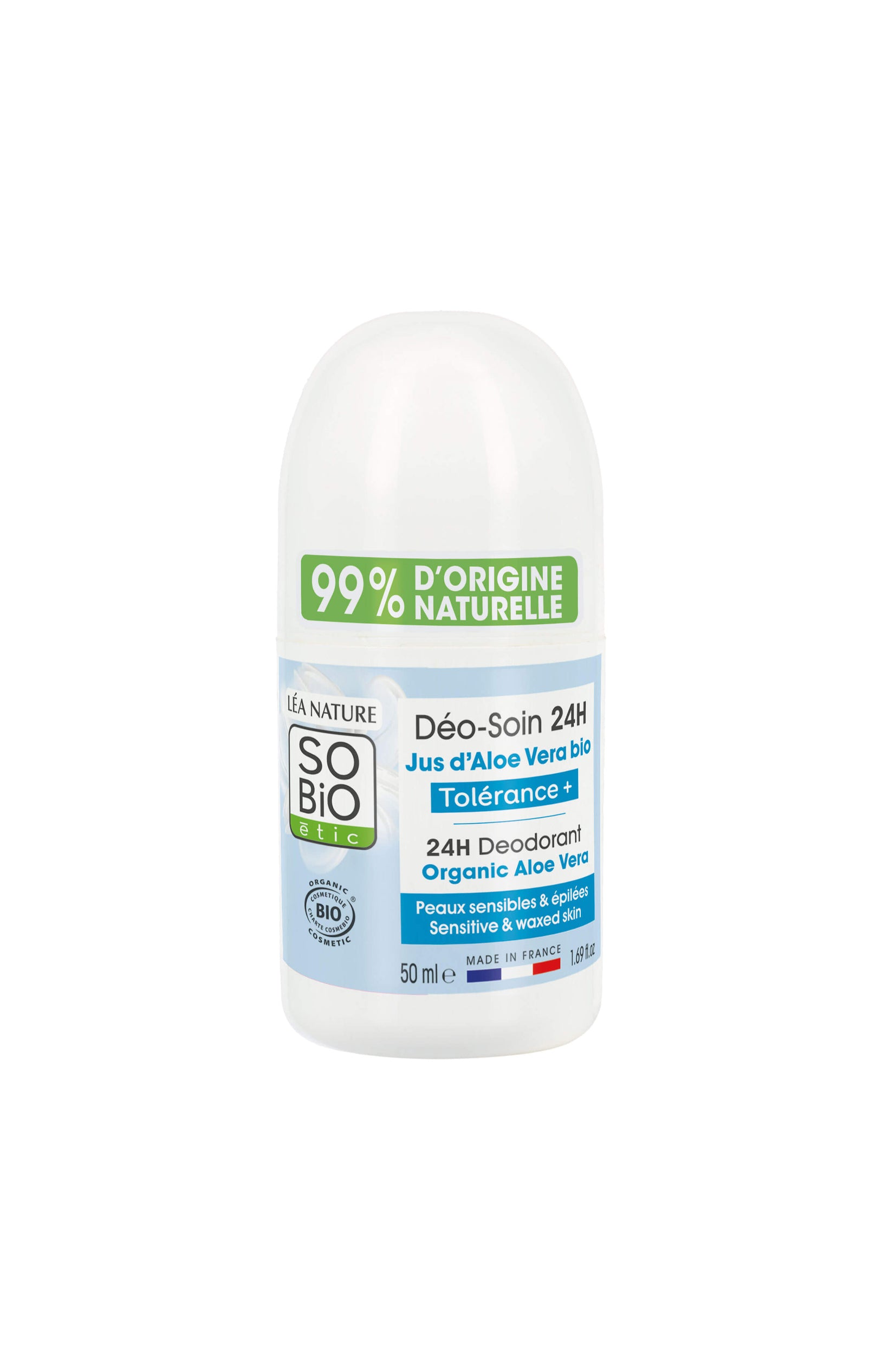 Déodorants roll-on apaisants bio - Aloe vera - Peaux sensibles - 2 x 50 ml