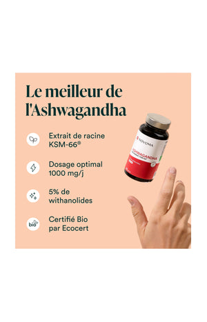 Ashwagandha Bio KSM-66® - Revitalisant & relaxant - 1 mois