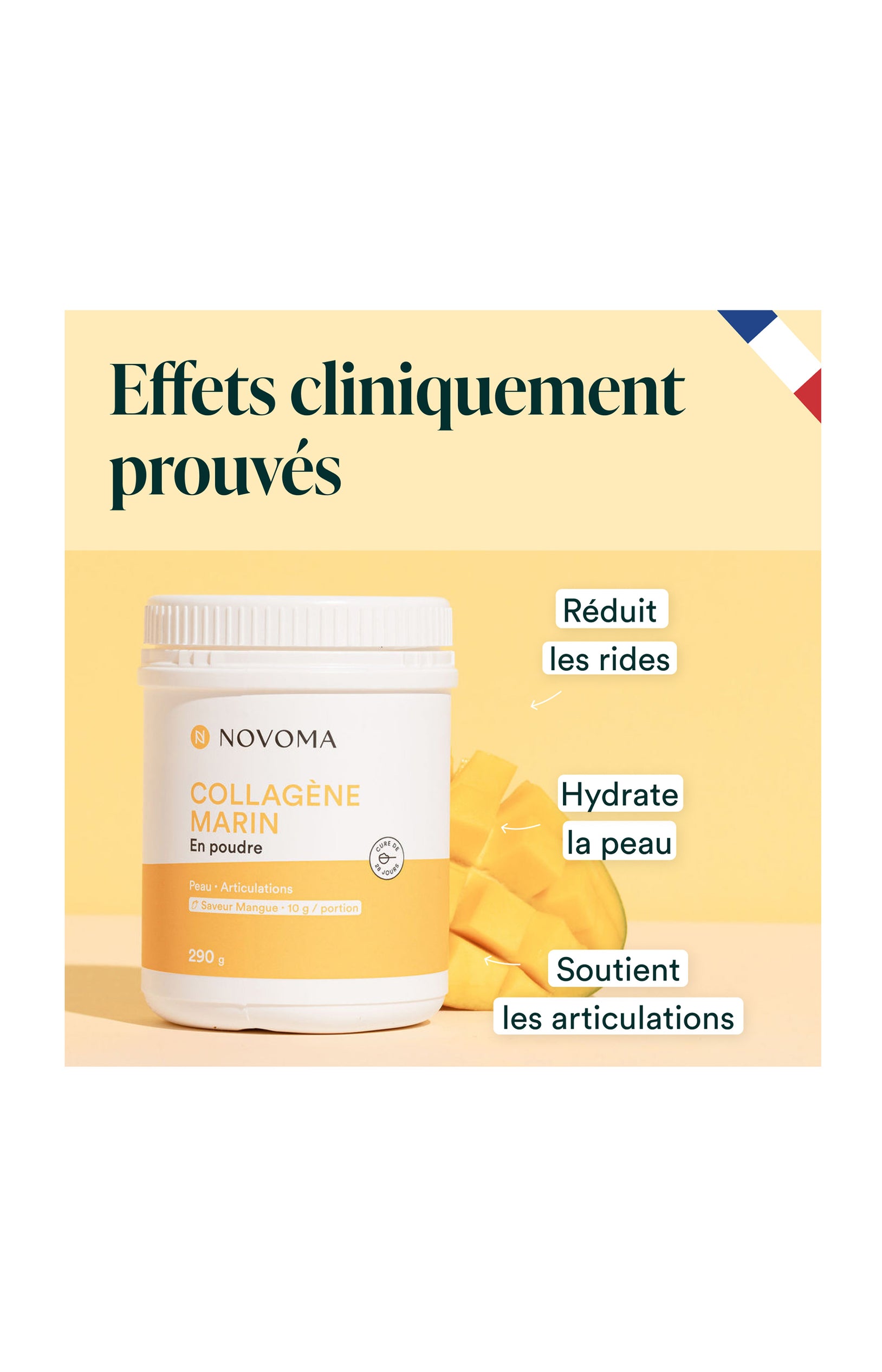 Collagène Marin - Peau & articulations - Saveur mangue - 3 x 28 jours