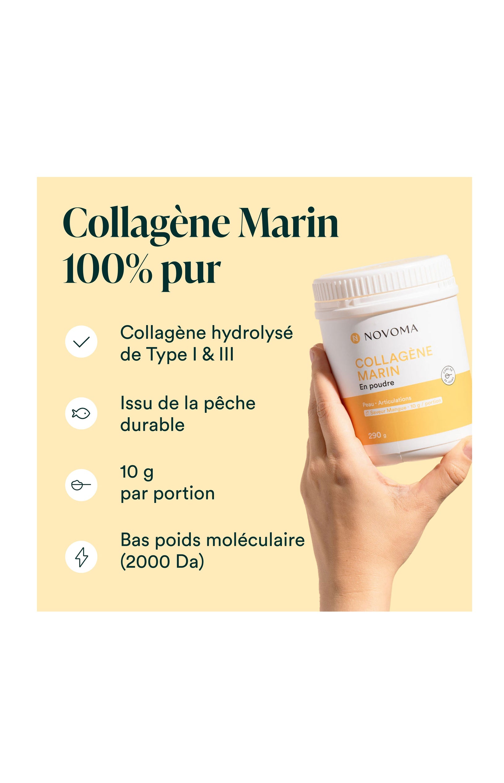 Collagène Marin - Peau & articulations - Saveur mangue - 3 x 28 jours