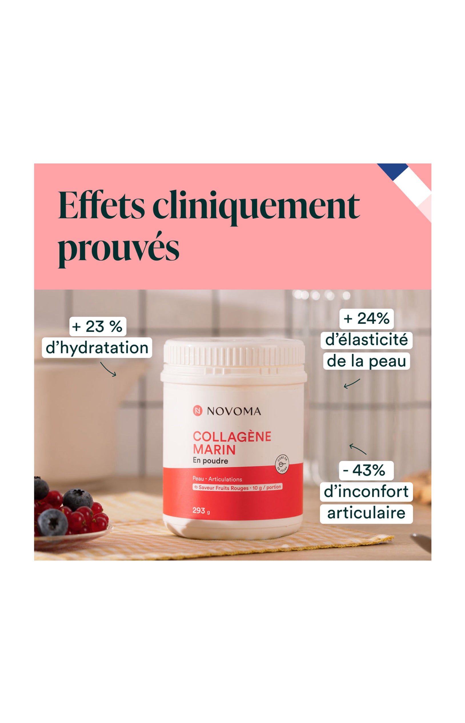 Collagène Marin - Peau & articulations - Saveur fruits rouges - 28 jours