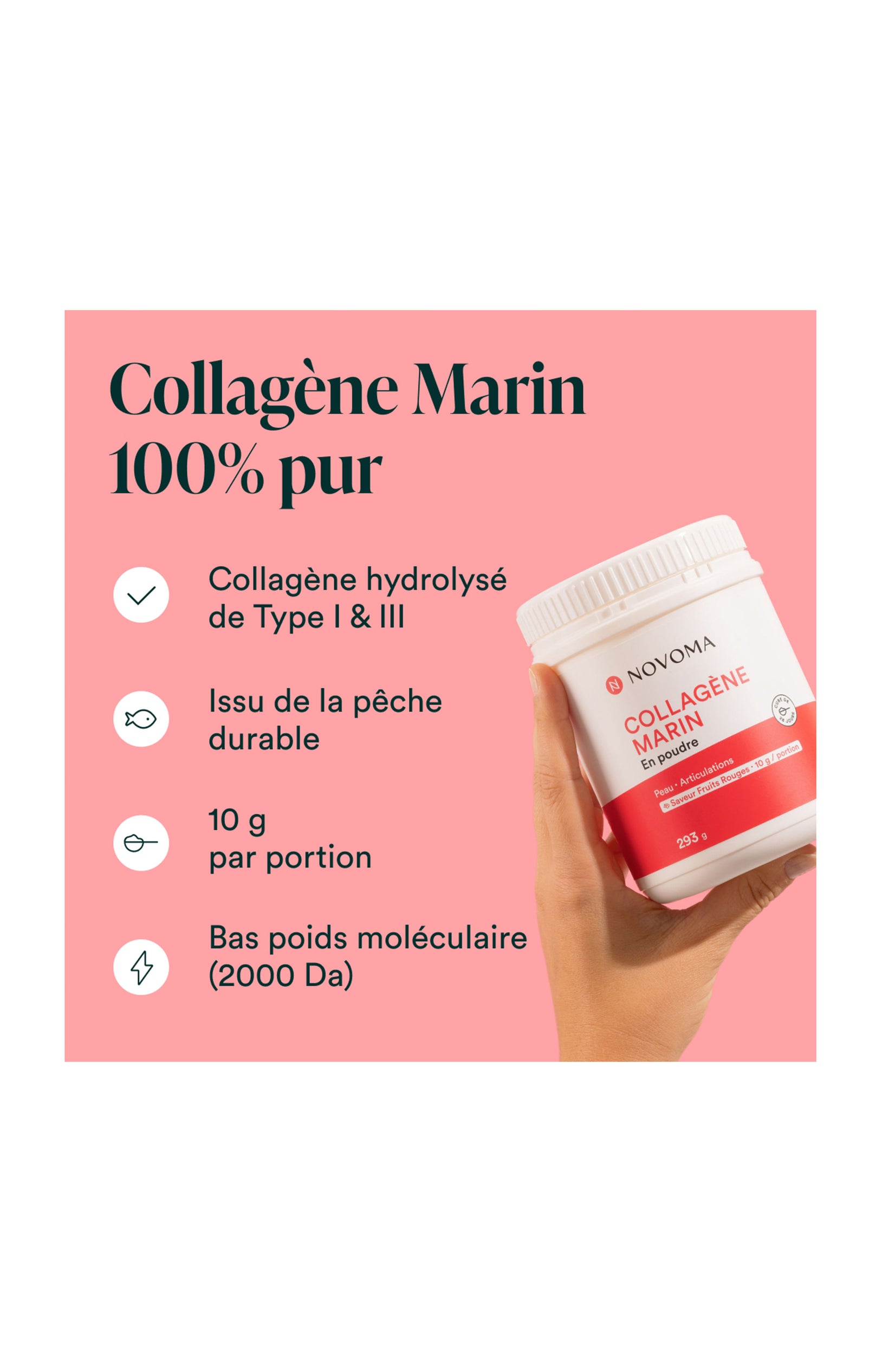 Collagène Marin - Peau & articulations - Saveur fruits rouges - 28 jours