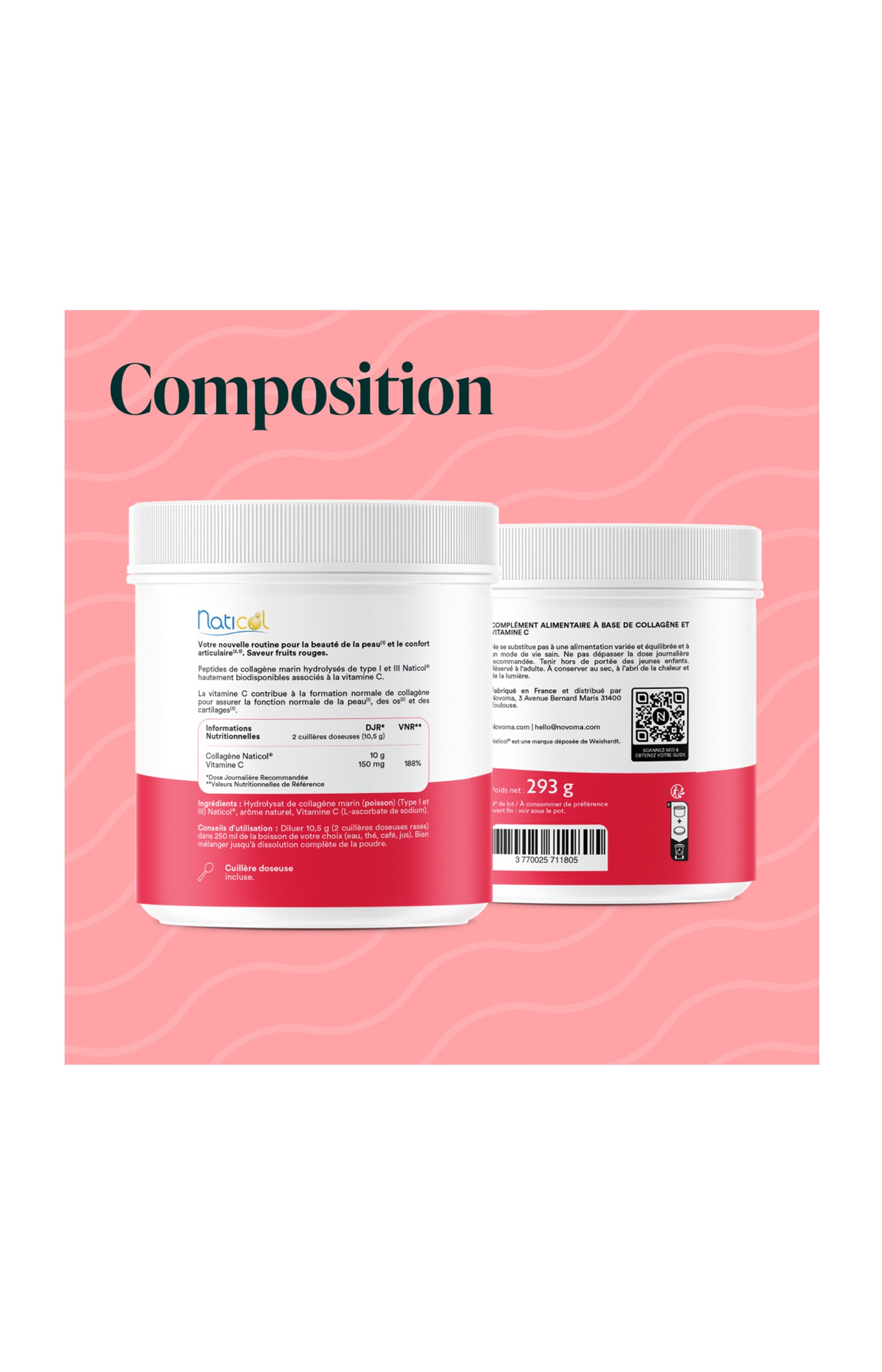 Collagène Marin - Peau & articulations - Saveur fruits rouges - 28 jours