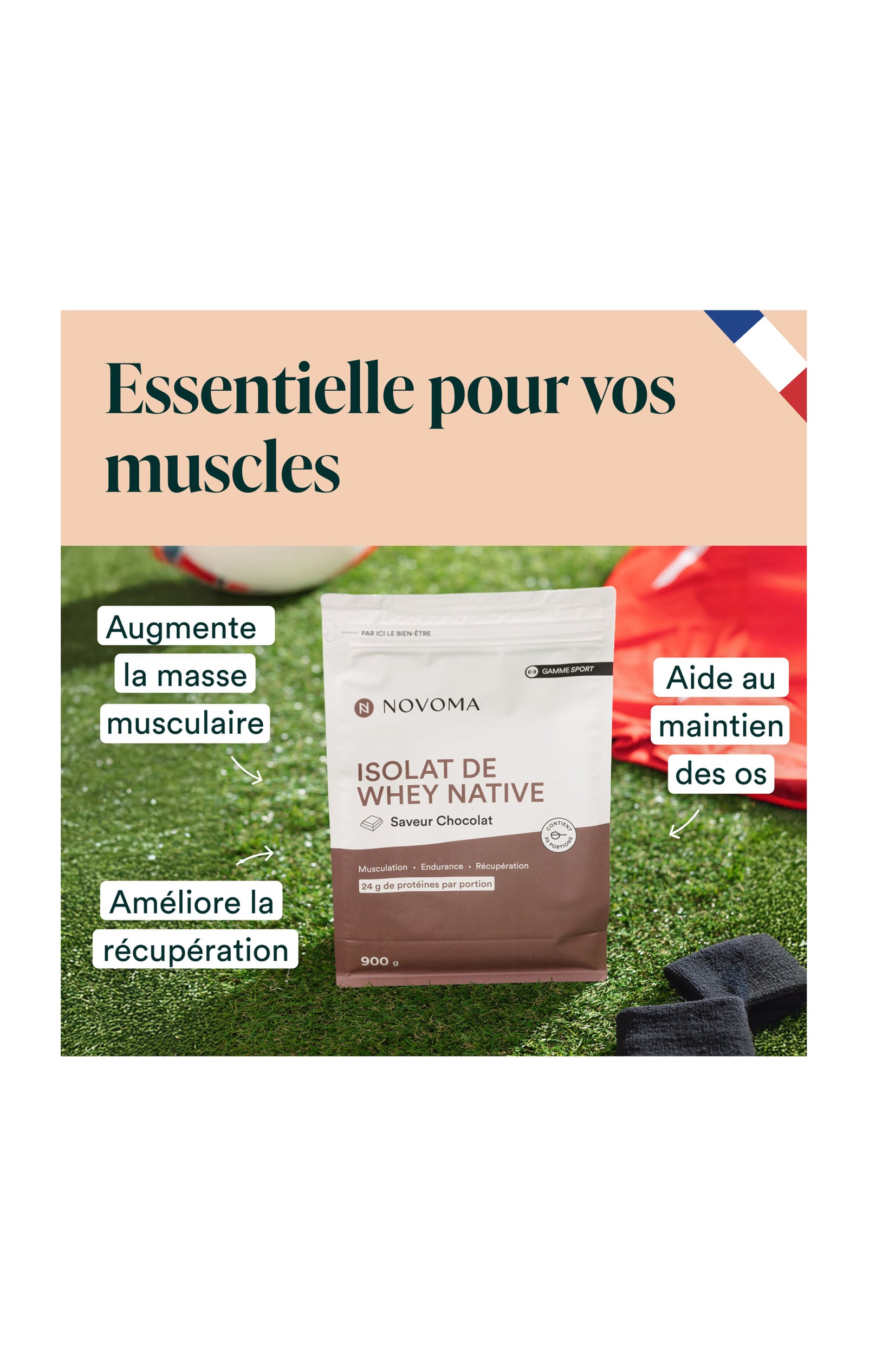 Isolat de Whey Native - Sport - Saveur chocolat - 3 x 900 g