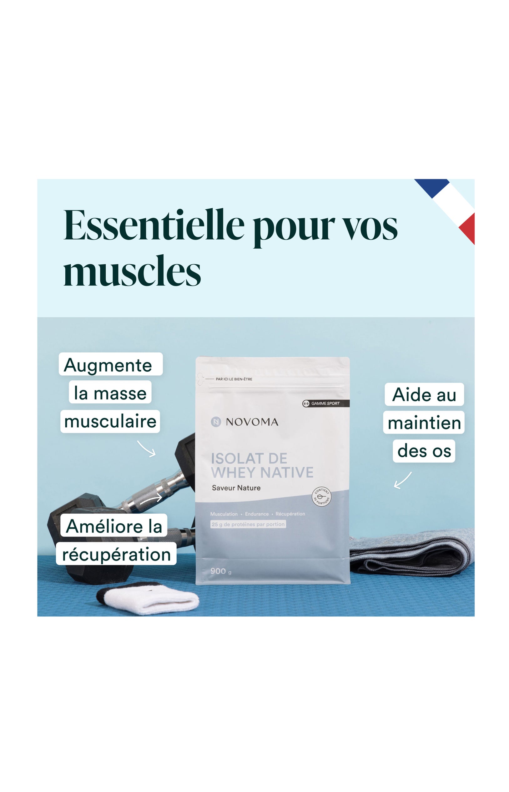 Isolat de Whey Native - Sport - Saveur nature - 3 x 900 g