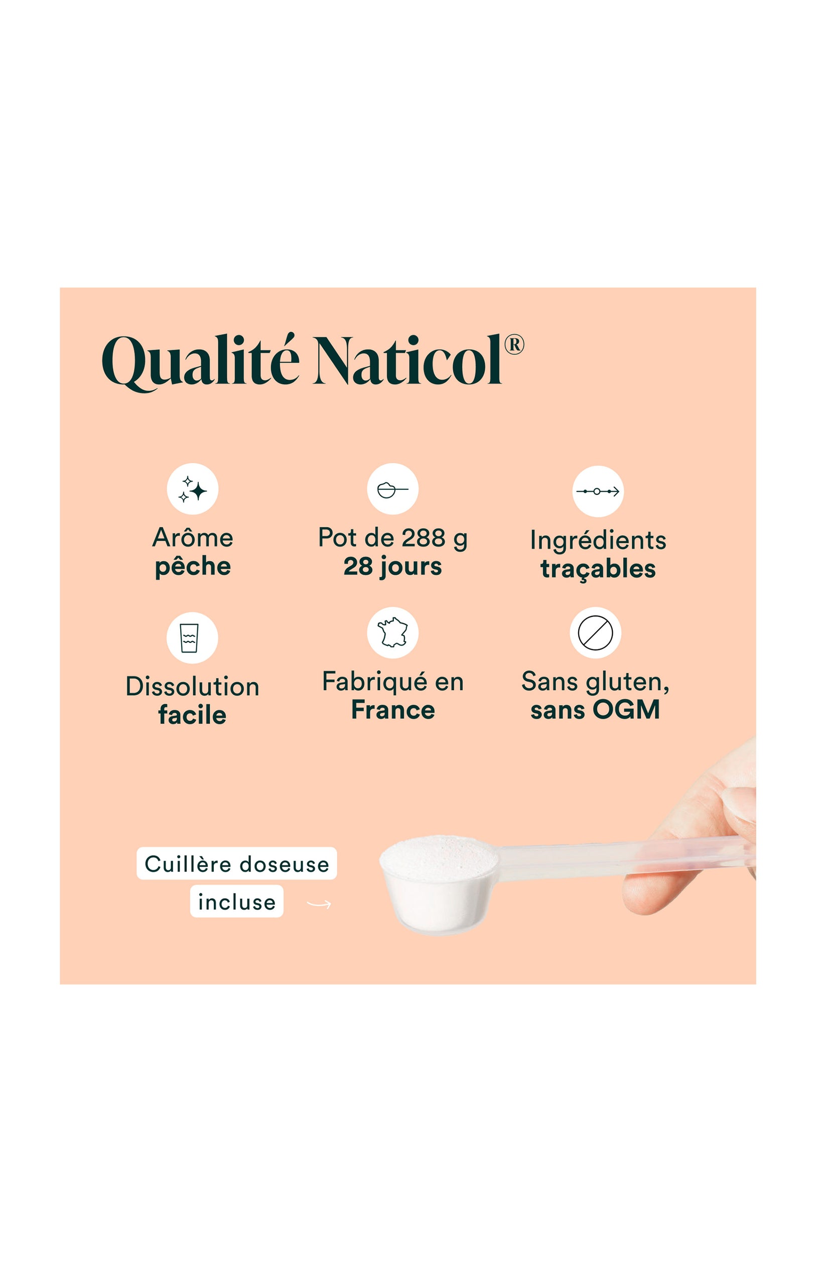 Collagène Marin - Peau & articulations - Saveur pêche - 3 x 28 jours