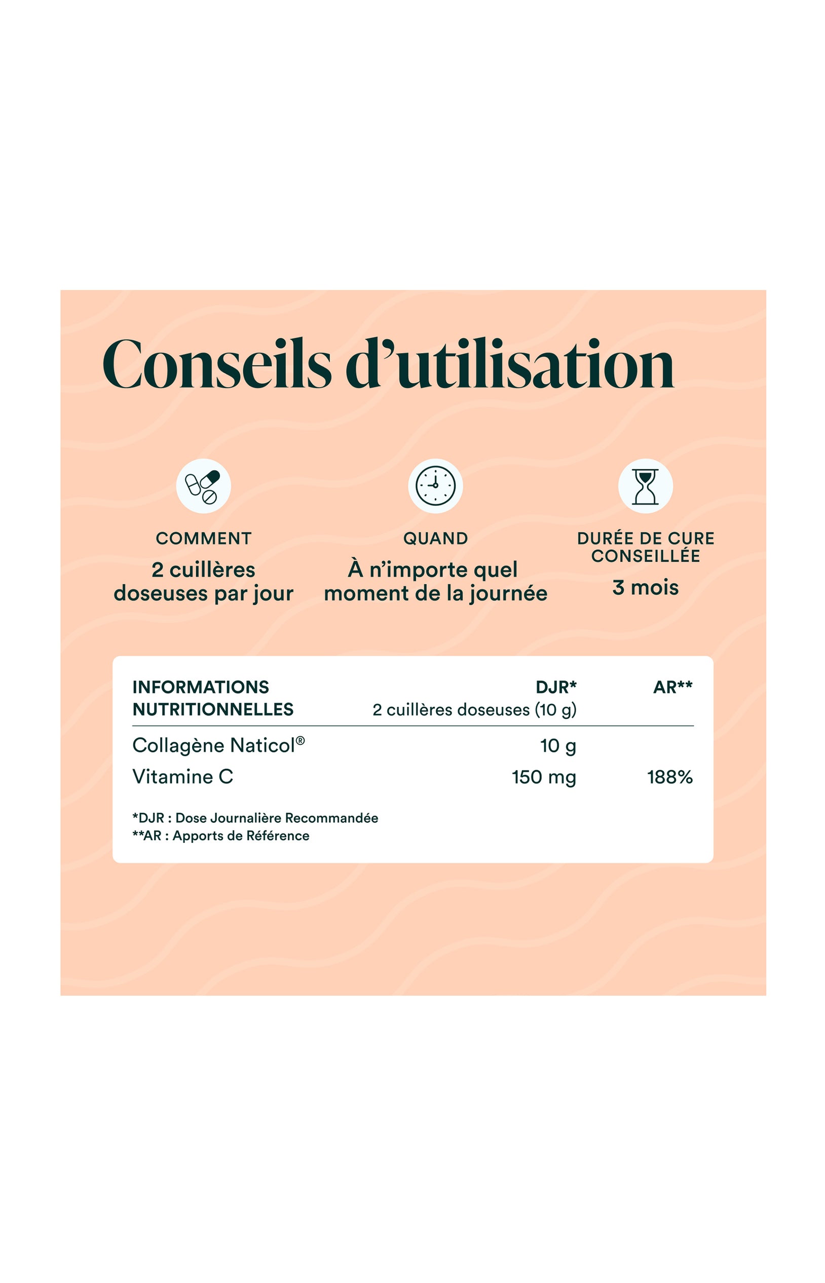 Collagène Marin - Peau & articulations - Saveur pêche - 3 x 28 jours