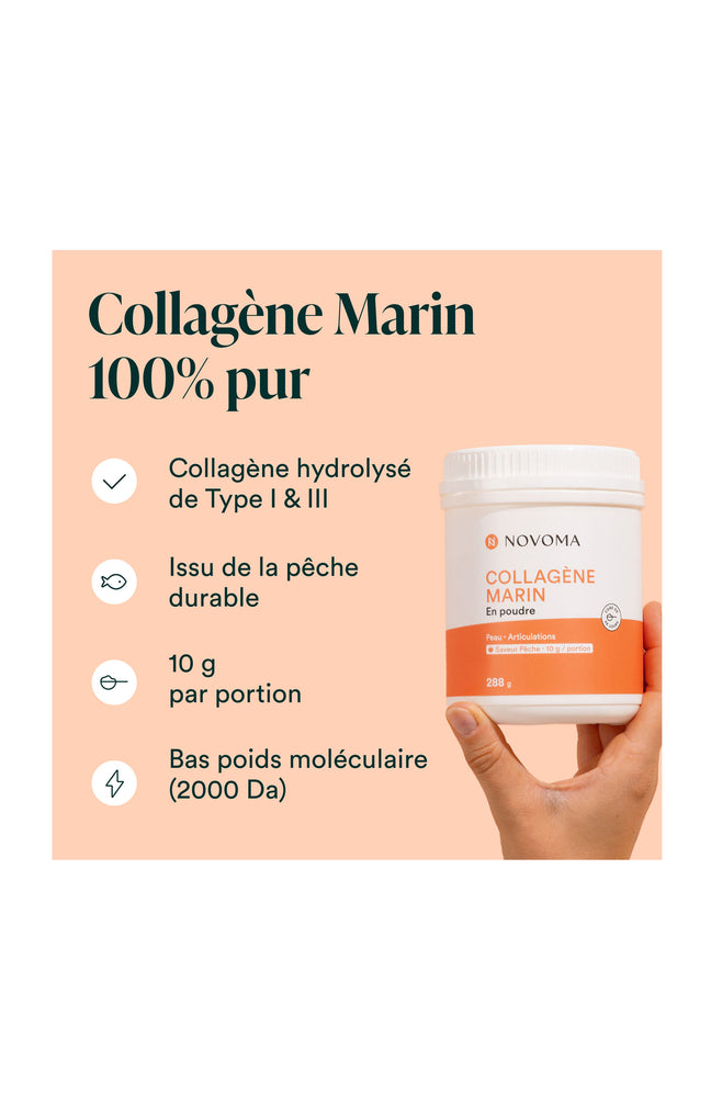 Collagène Marin - Peau & articulations - Saveur pêche - 3 x 28 jours