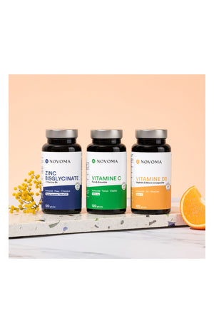 Pack Immunité - Zinc Bisglycinate, vitamine C & D3 - 3 x 120 gélules