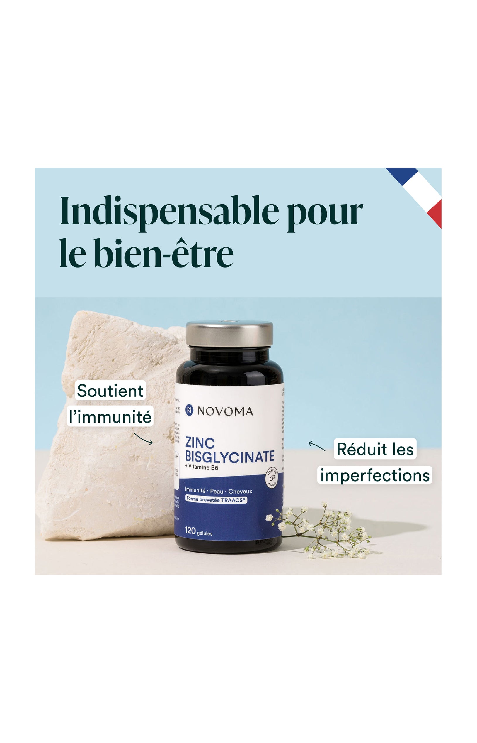 Zinc Bisglycinate - Immunité, peau & cheveux - 2 mois