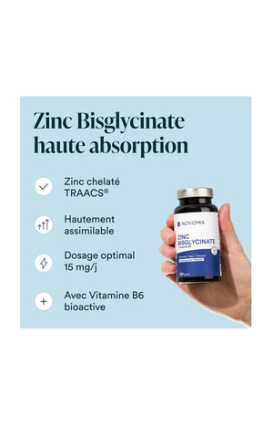 Zinc Bisglycinate - Immunité, peau & cheveux - 2 mois