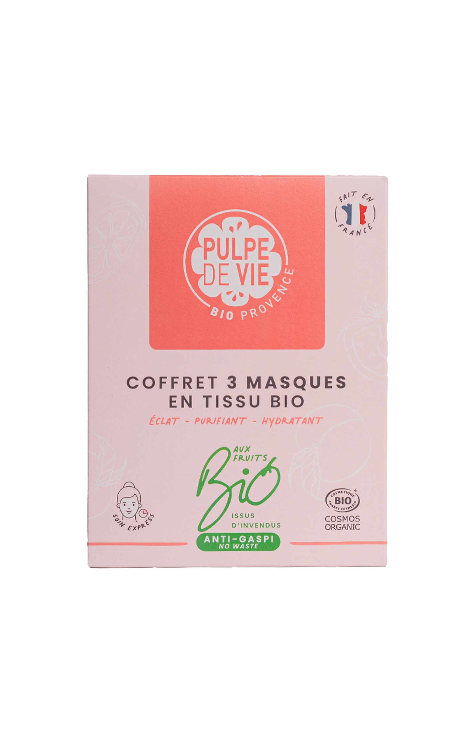 Masque tissu bio - Visage - 3 produits